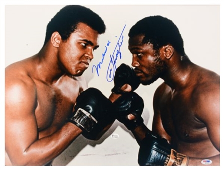 Muhammad Ali and Joe Frazier Autographed 16x20 Photograph